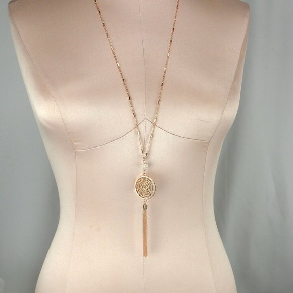 LC Lauren Conrad Jewelry - LC Lauren Conrad 32-35" Long Copper-Tone Dream Catcher Tassel Necklace Pearl